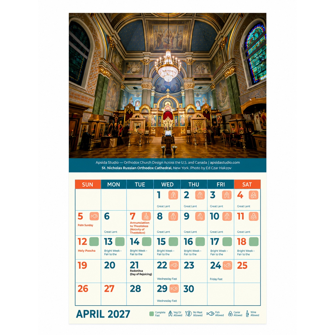 Free 2027 APSIDA Orthodox Calendar
