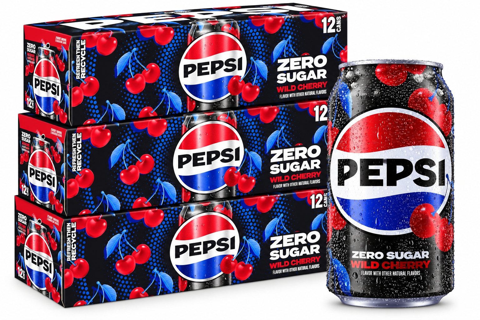 Pepsi Zero Sugar Cola Wild Cherry Soda 36 Cans for $15.09