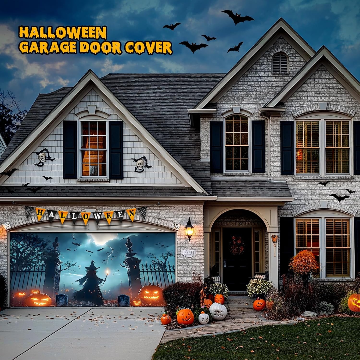 Halloween 2-Car Garage Door Cover for $8.99