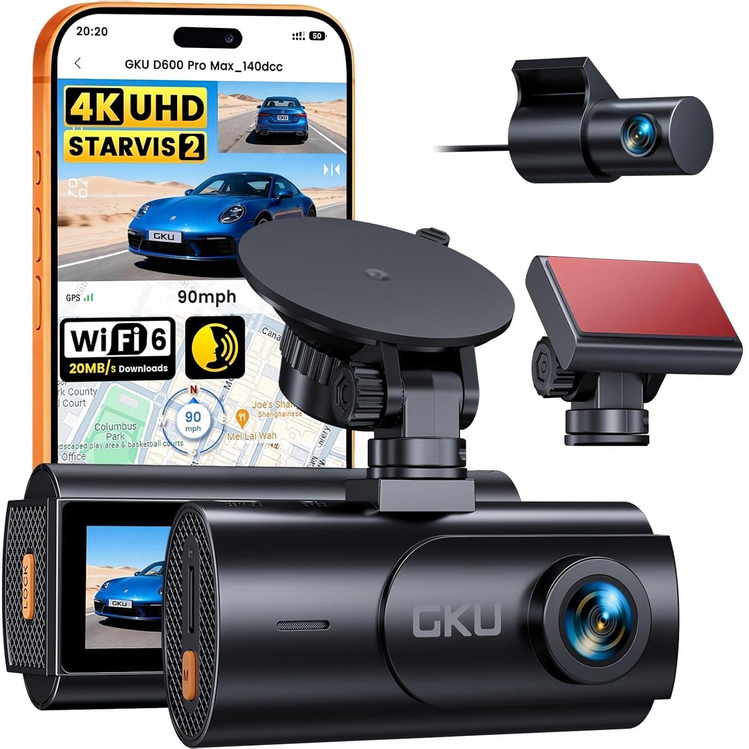 GKU 4K Dual Dash Cam Front and Rear Camera for $55 Shipped