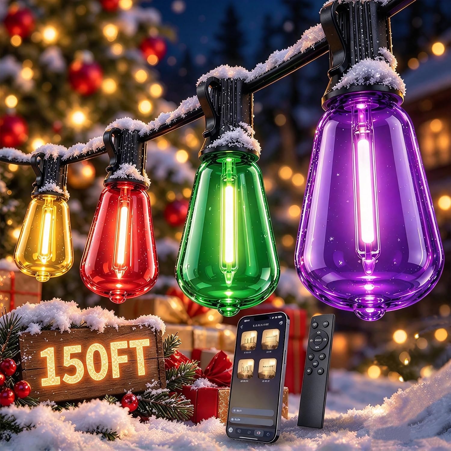 Ecoeve RGB 150ft Outdoor String Lights for $29.99 Shipped