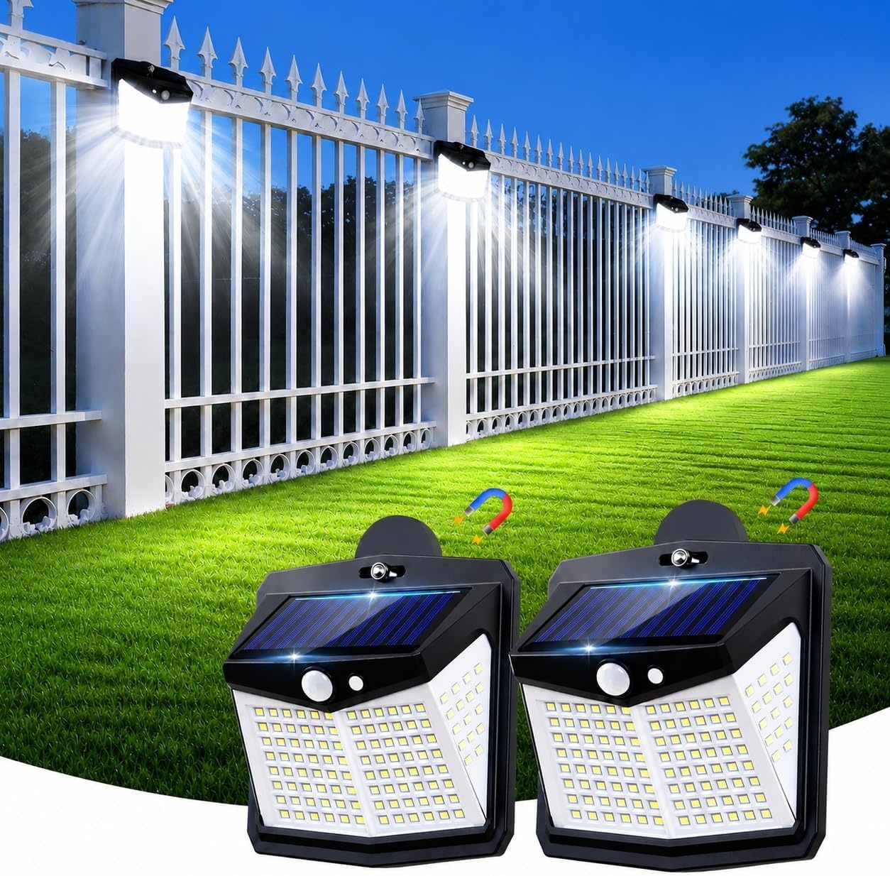 Lifengsoler 128 LED Magnetic Solar Outdoor Lights for $13.99