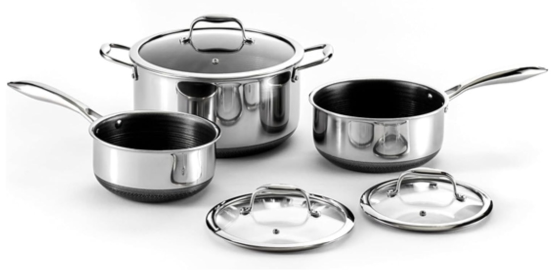 HexClad Hybrid Nonstick 6-Piece Pot Set for $179.99