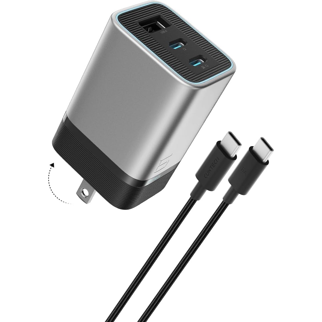 Cuktech 65W USB-C and USB GaN Charger for $15.10