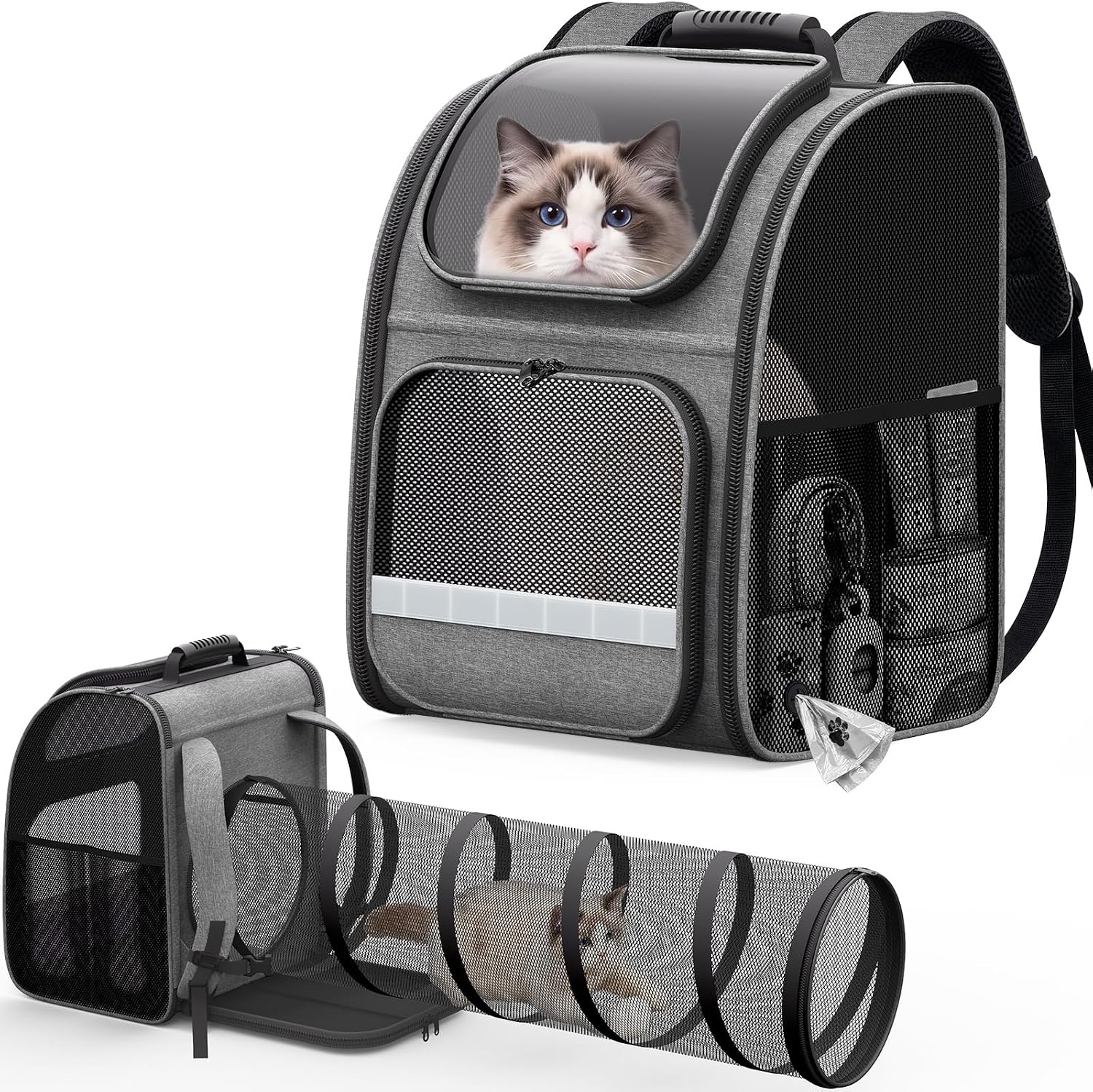 Pawtners Cat Backpack Carrier with Play Tunnel for $24.99 Shipped