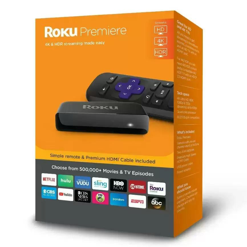 Roku Premiere HD 4K HDR Streaming Media Player for $24.99