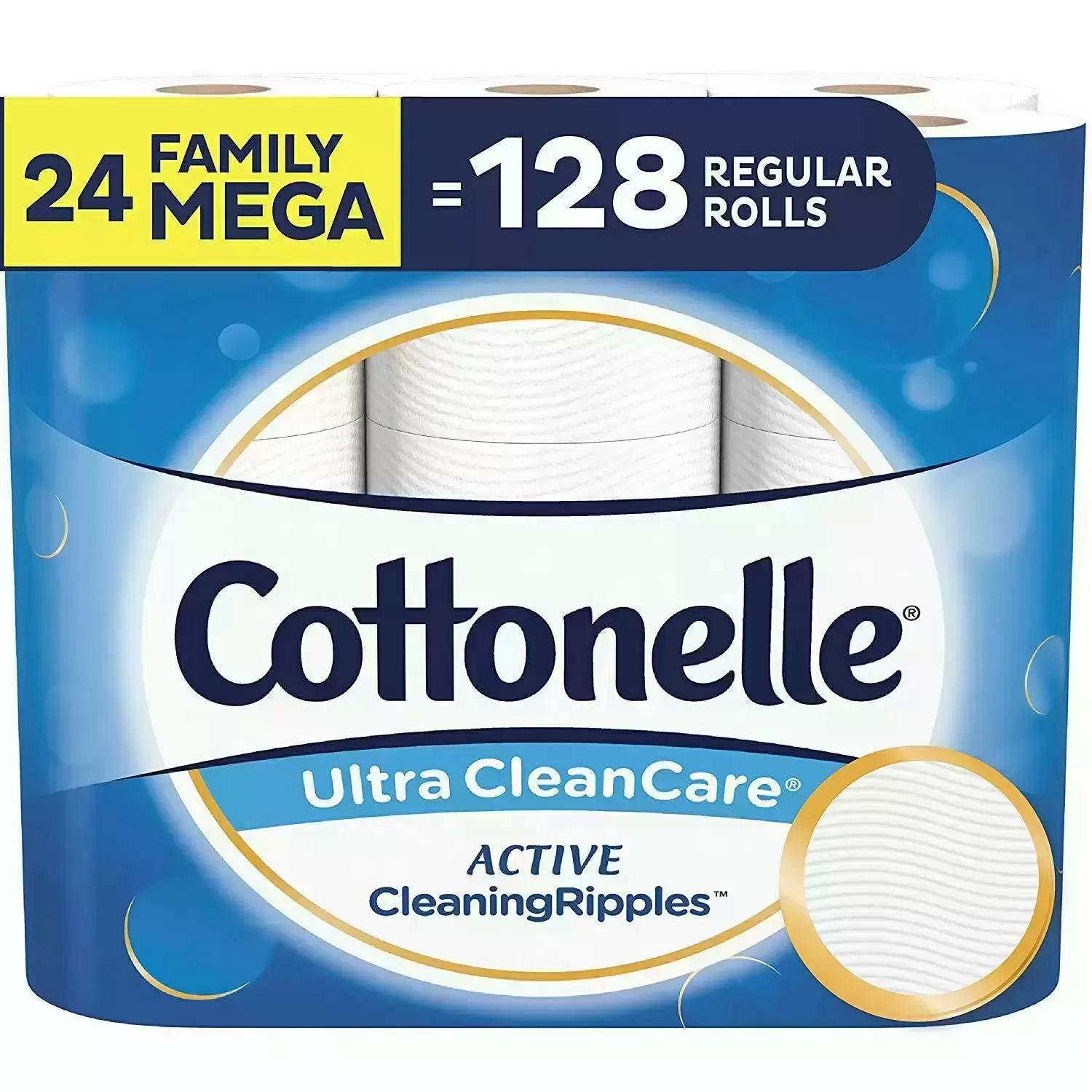 24 Cottonelle Ultra CleanCare Toilet Paper Family Mega Rolls for $22.66 Shipped