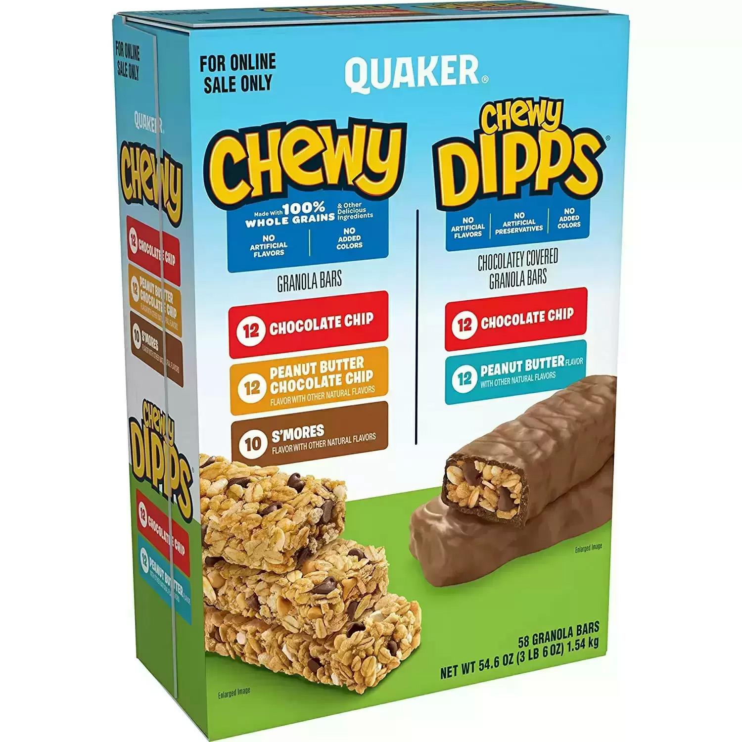 58 Quaker Chewy Dipps and Granola Bars for $9.25 Shipped