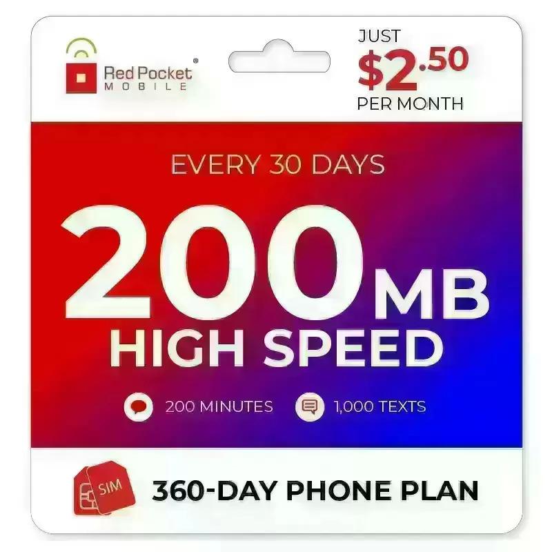 360 Day Red Pocket One Year Cell Phone Wireless Plan for $30 Shipped