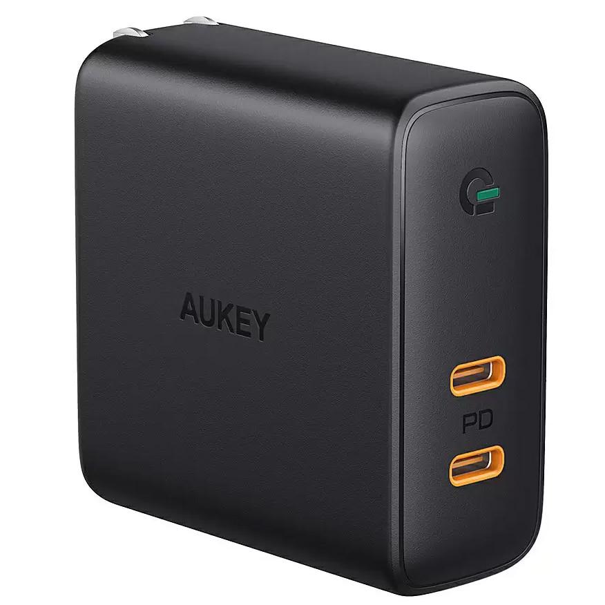 Aukey Focus Duo 63W Dual-Port GaN PD USB-C Wall Charger for $21.19 Shipped