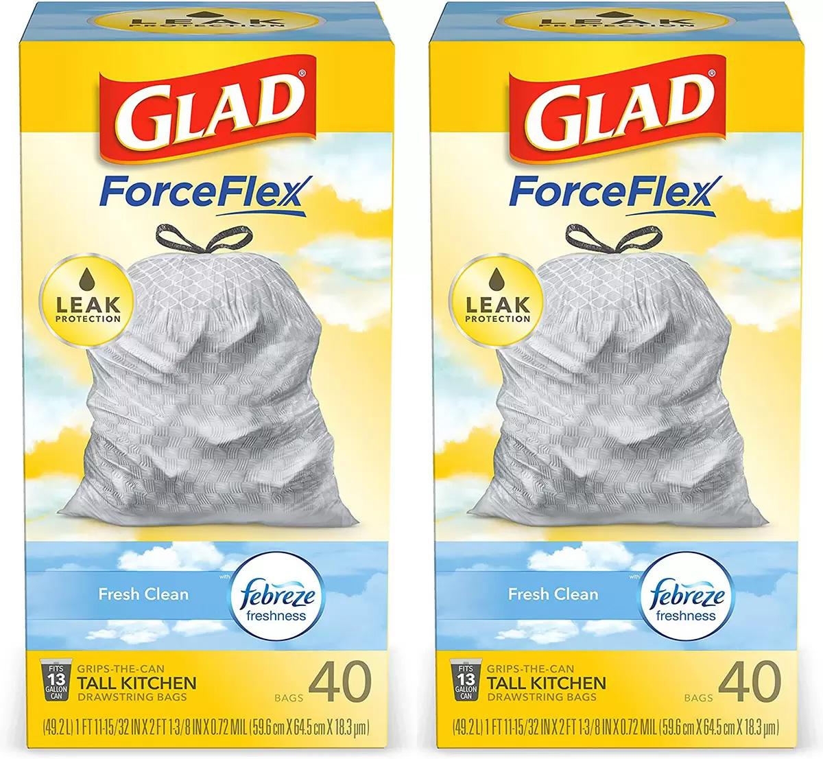 80 Glad 13-Gallon Tall Kitchen Drawstring Trash Bags for $9.76 Shipped