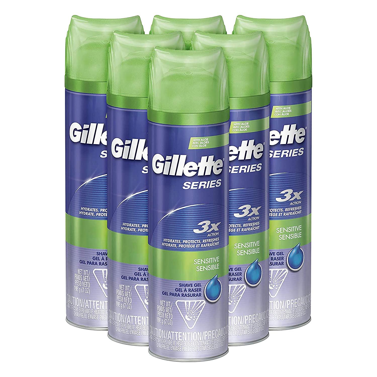 6x Gillette Sensitive Series 3X Shave Gel for $10.49