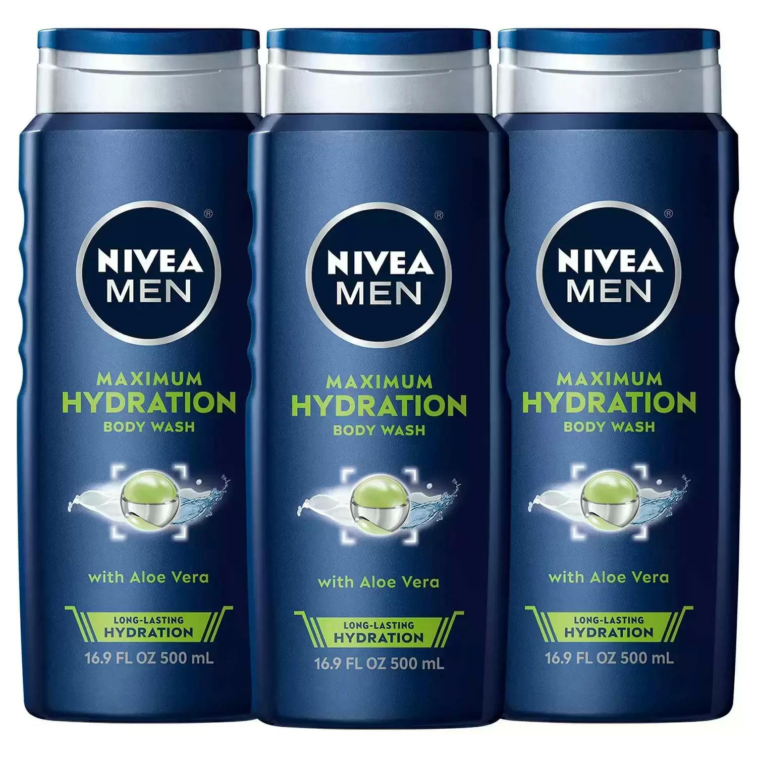 Nivea Men 3-in1 Maximum Hydration with Aloe Vera Body Wash 3 Pack for $9 Shipped
