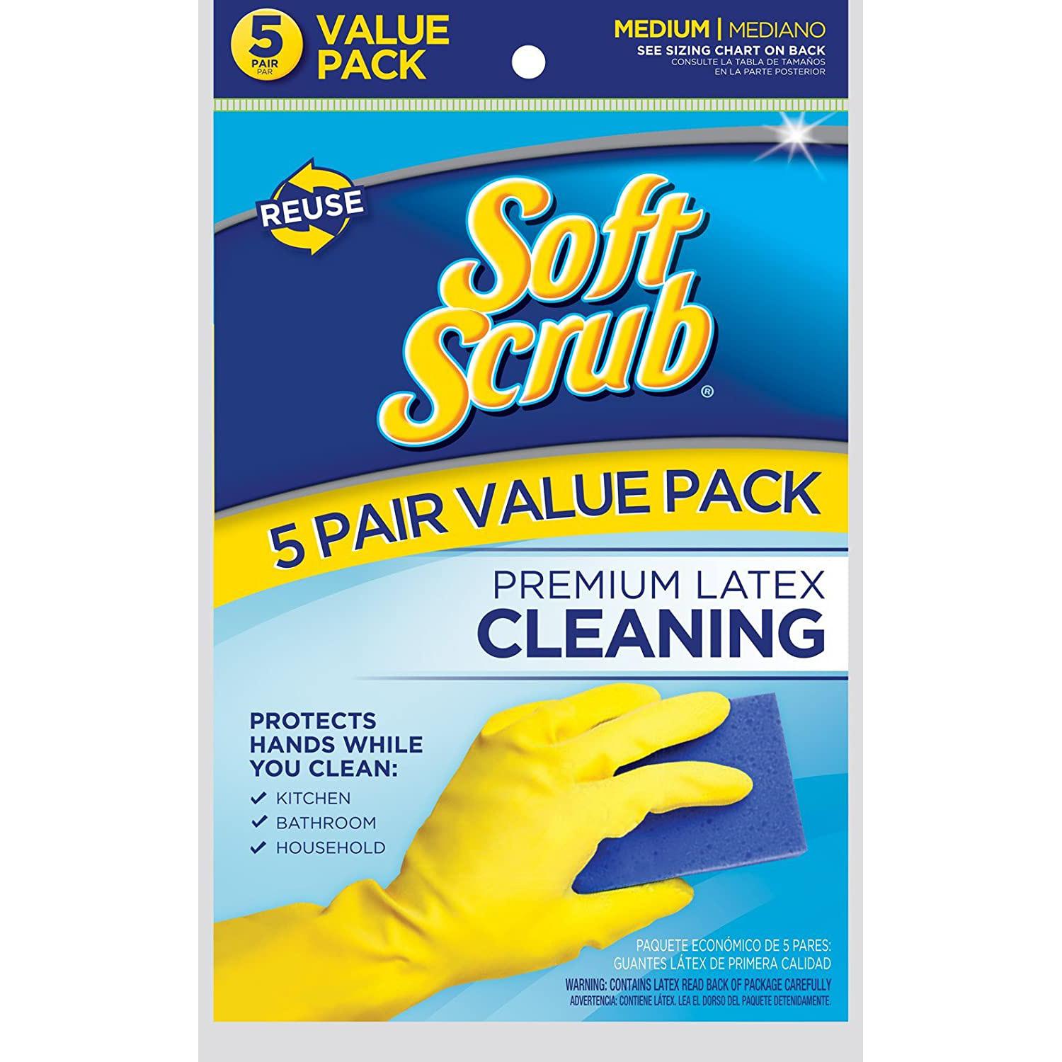 5 Soft Scrub Premium Latex Cleaning Gloves for $8.99