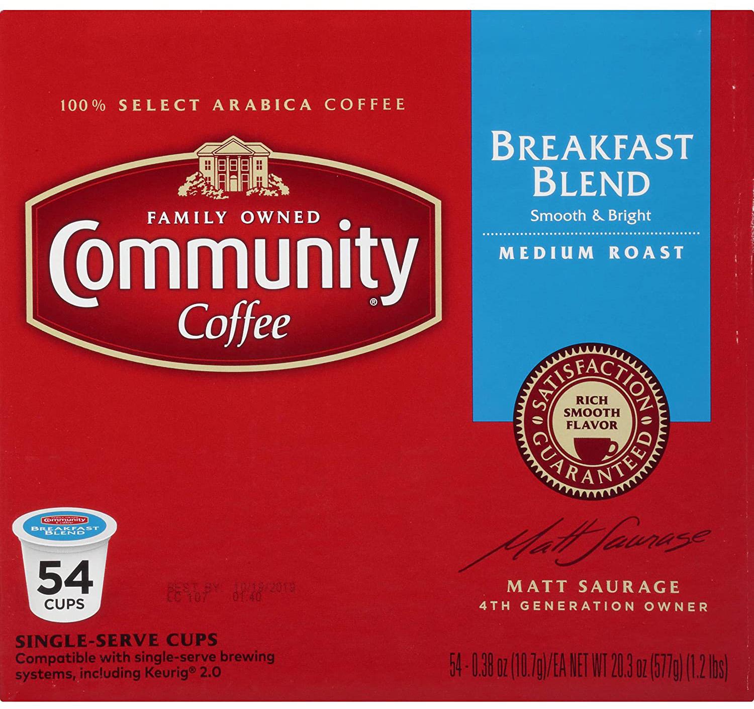 54 Community Coffee Medium Roast K-Cup Pods for $16.26 Shipped