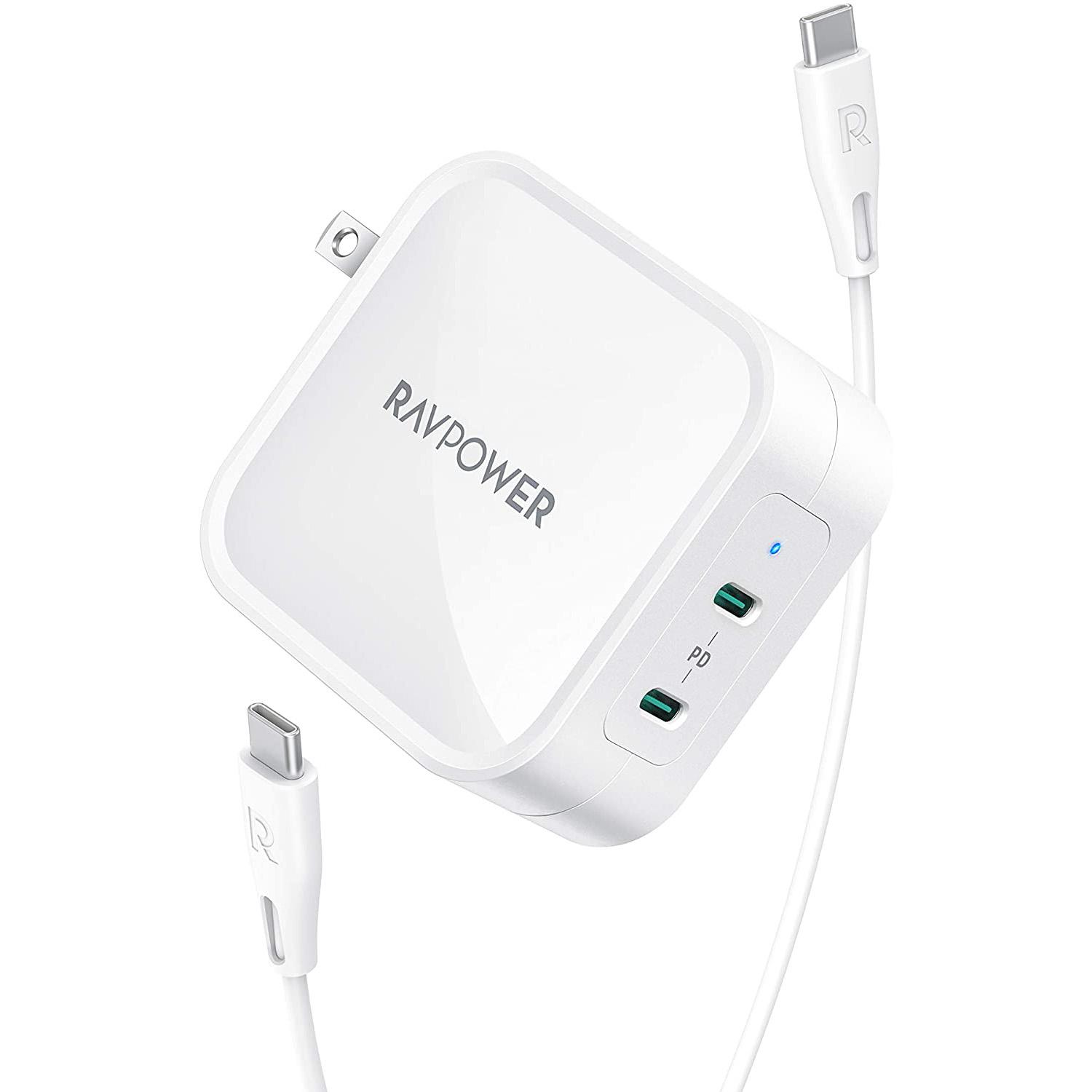 RAVPower 90W 2-Port USB-C PD 3.0 GaN Tech Wall Charger for $43.99 Shipped