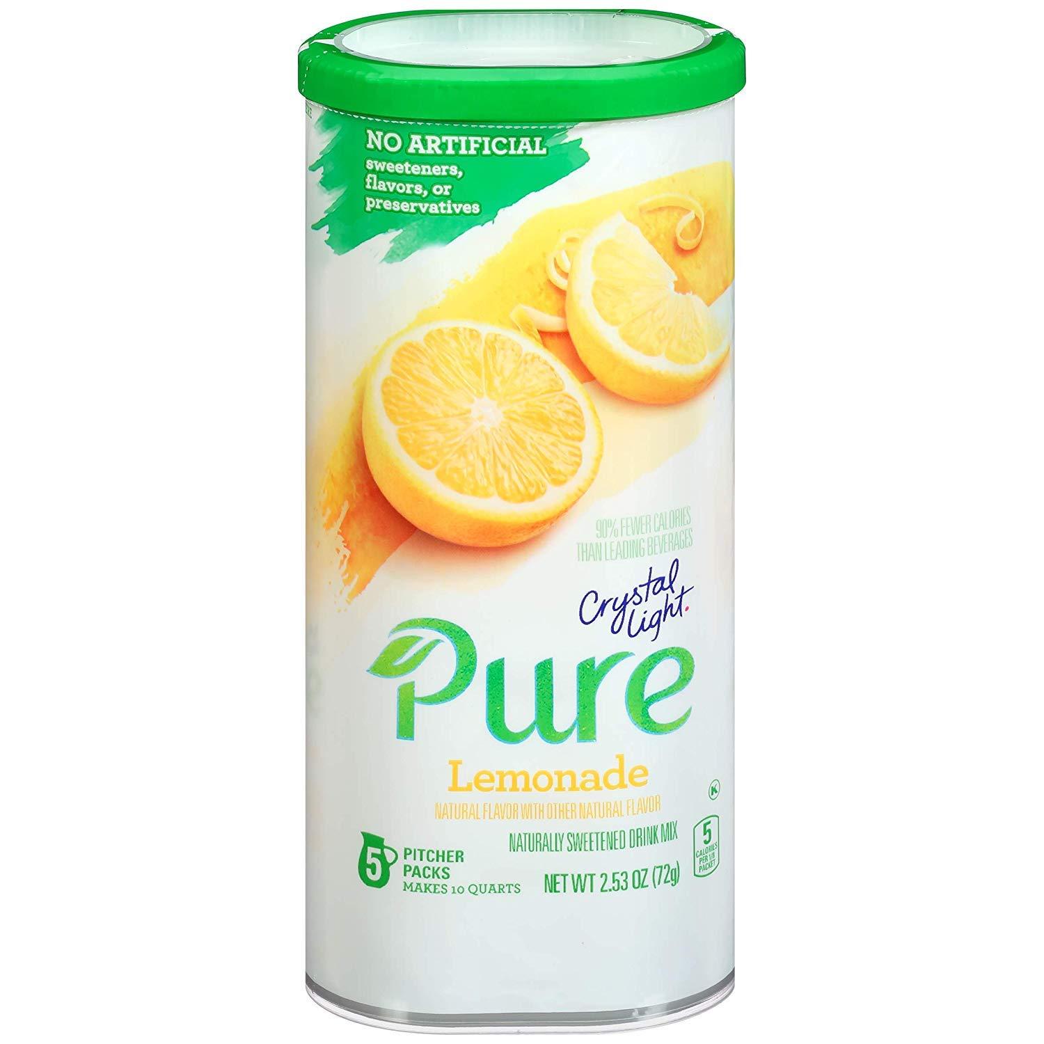 5 Crystal Light Pure Lemonade Drink Mix Pitcher Packets for $2.65 Shipped