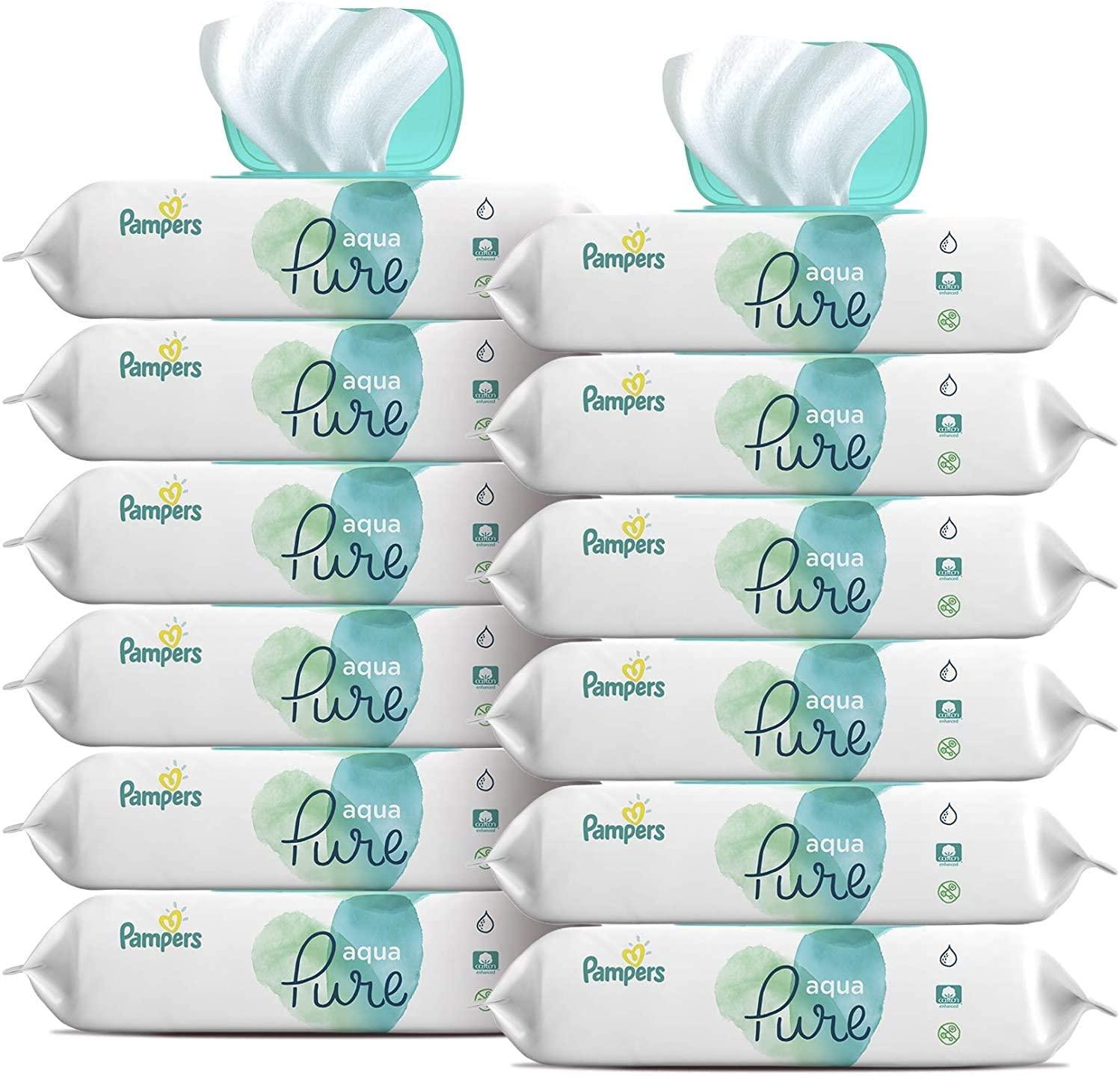 672 Pampers Aqua Pure Sensitive Water Baby Diaper Wipes for $15.36