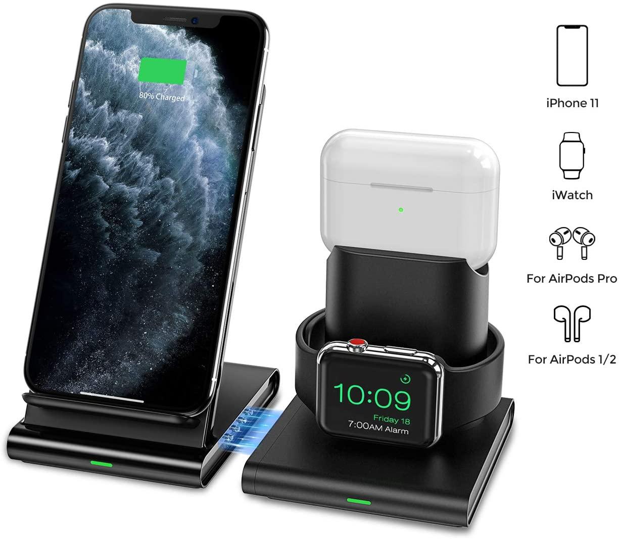 iPhone and Apple Watch and AirPods Seneo Wireless Charger for $19.98