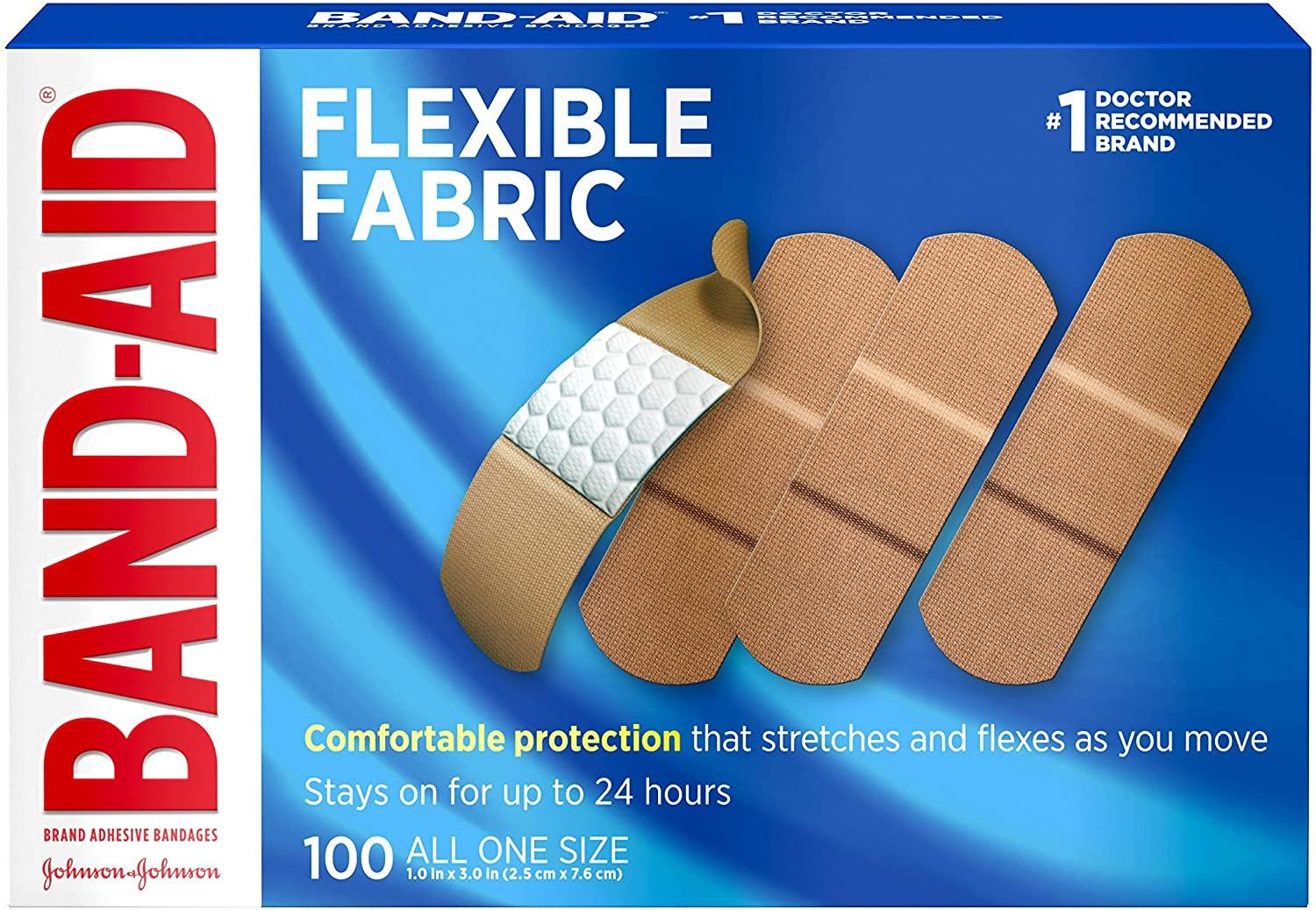 100 Band-Aid Flexible Fabric Adhesive Bandages for $4.94