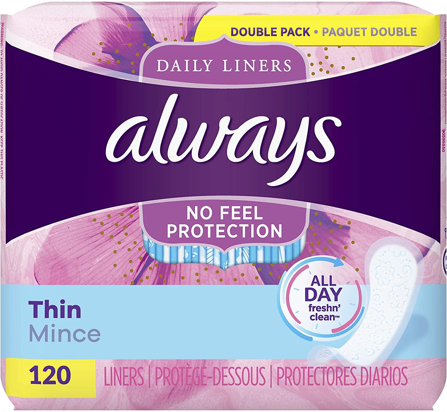 120 Always Thin Daily Liners for $4.42