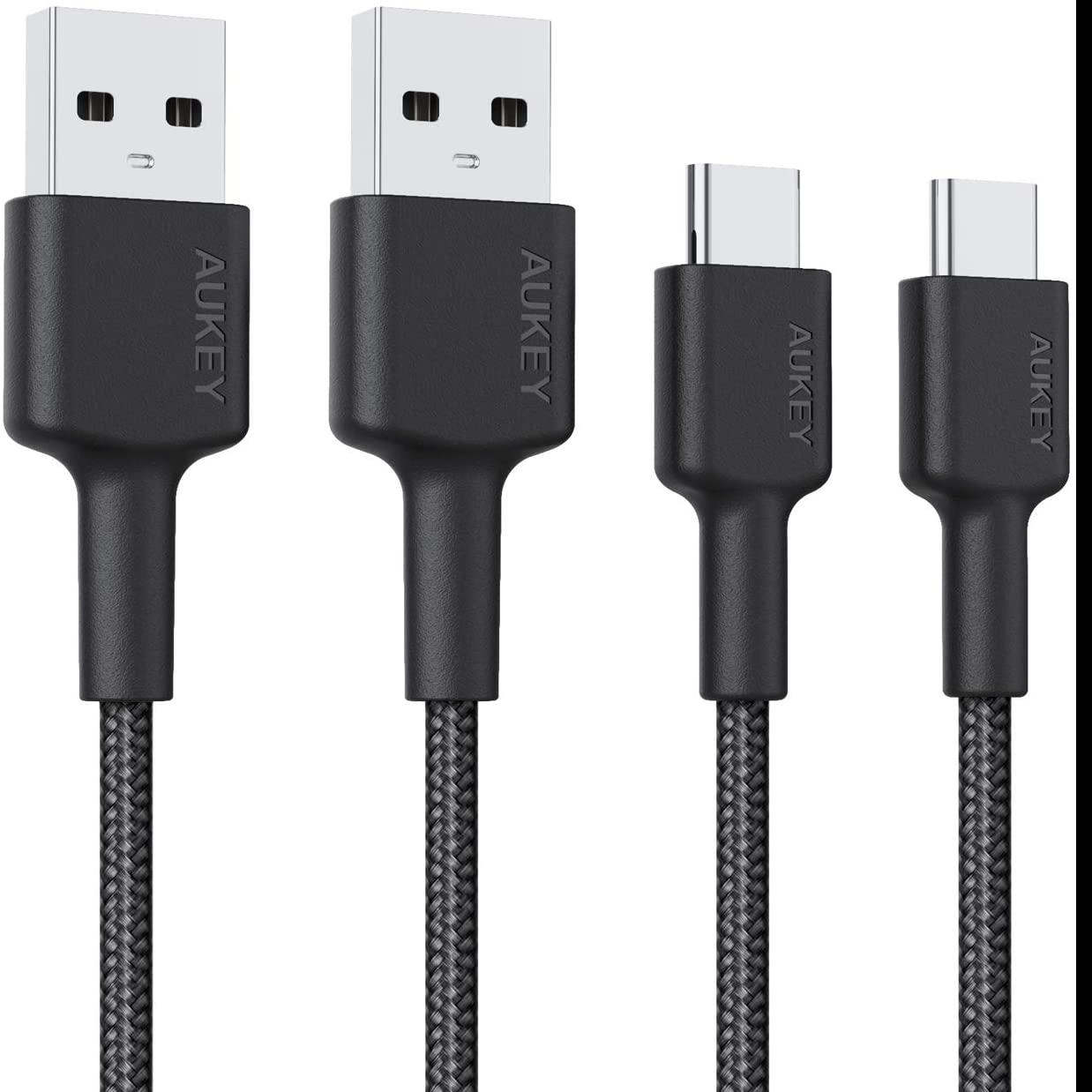 2 Aukey 6ft Nylon USB-C to USB A Charge and Data Cables for $4.15
