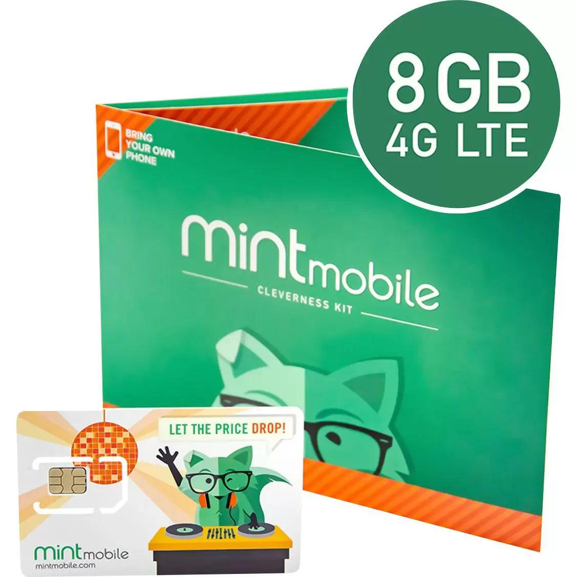Mint Mobile 3-Month 8GB Prepaid SIM Card Kit for $30