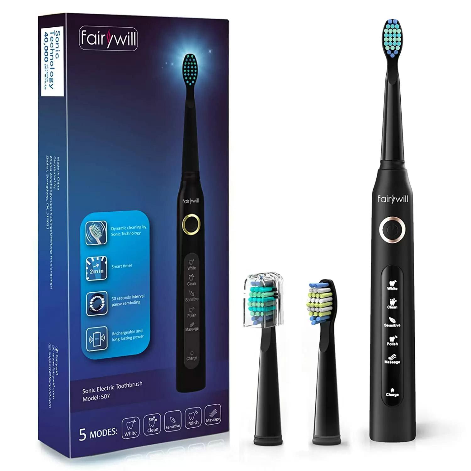 Fairywill Electric Toothbrush Powerful Sonic Cleaning for $18.99