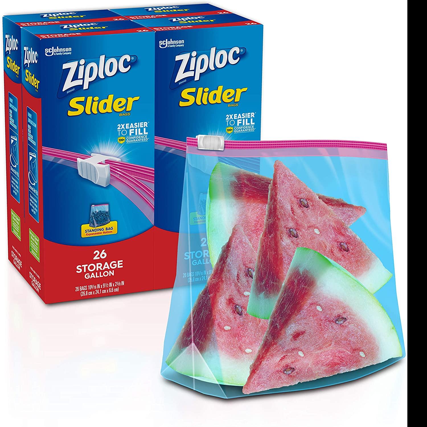 104 Ziploc Slider Gallon Storage Bags with Power Shield Technology for $8.30