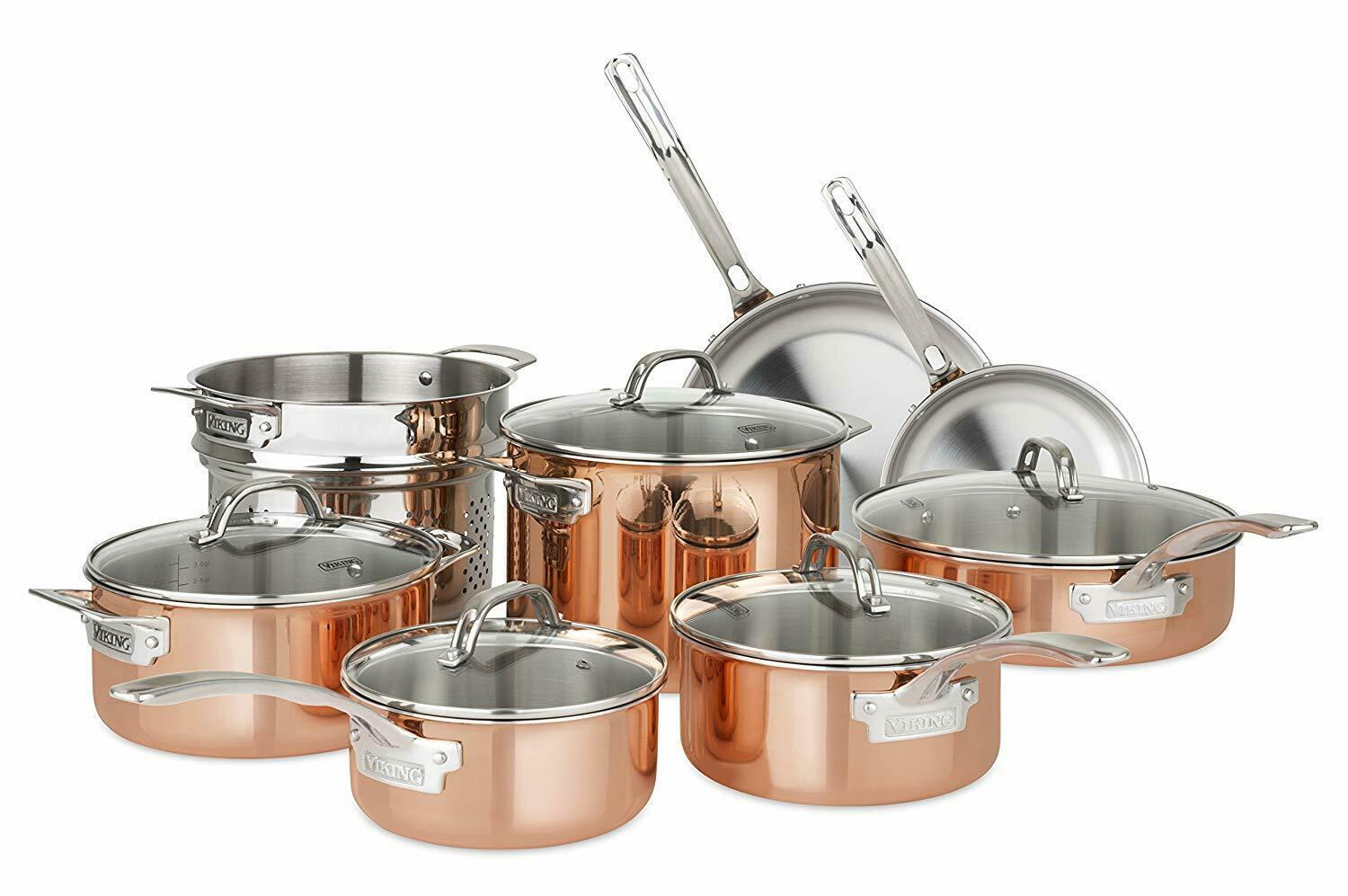 13-Piece Viking Culinary Copper Stainless Steel Cookware Set for $160.65 Shipped