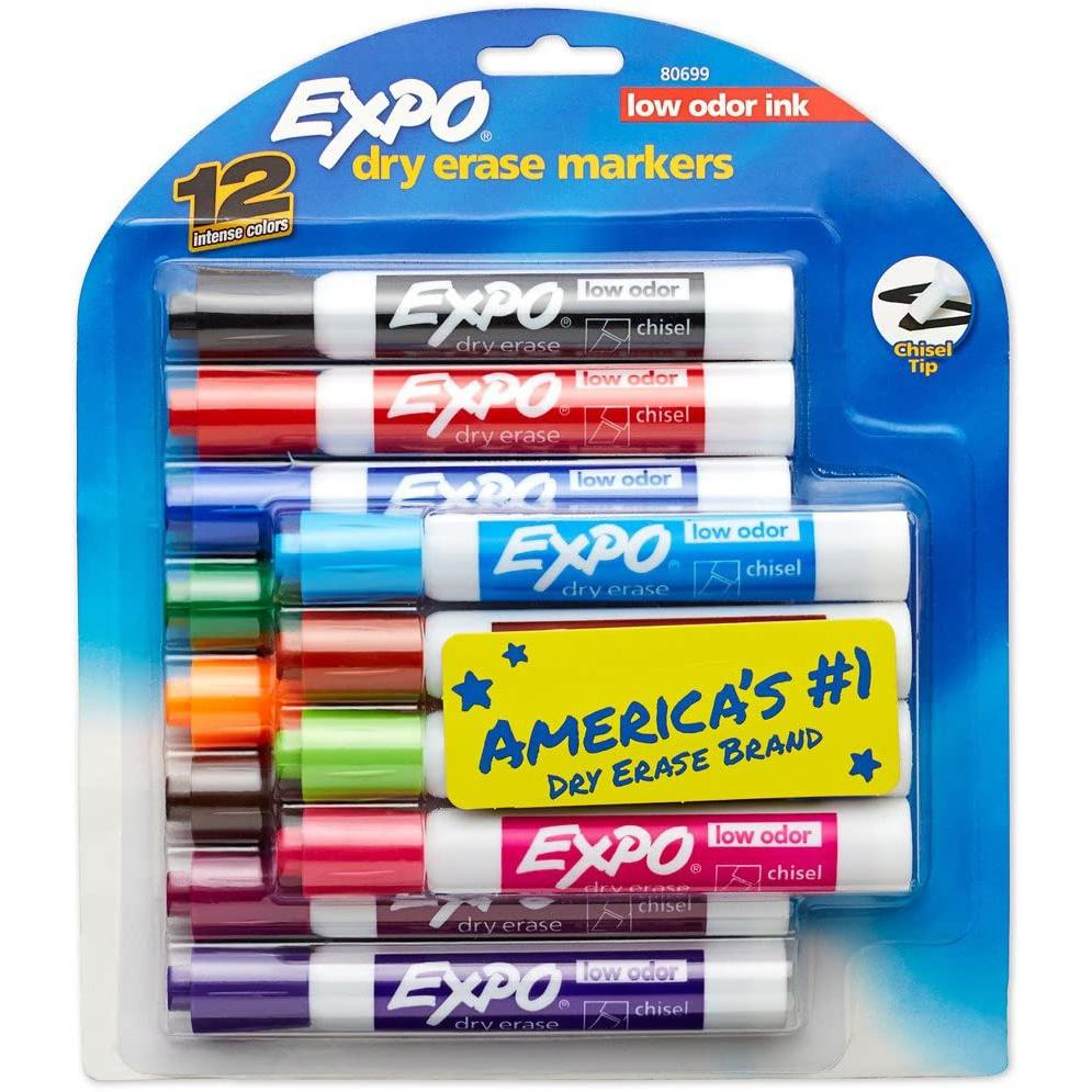 12 Expo Low Odor Chisel Tip Dry Erase Markers for $7.47