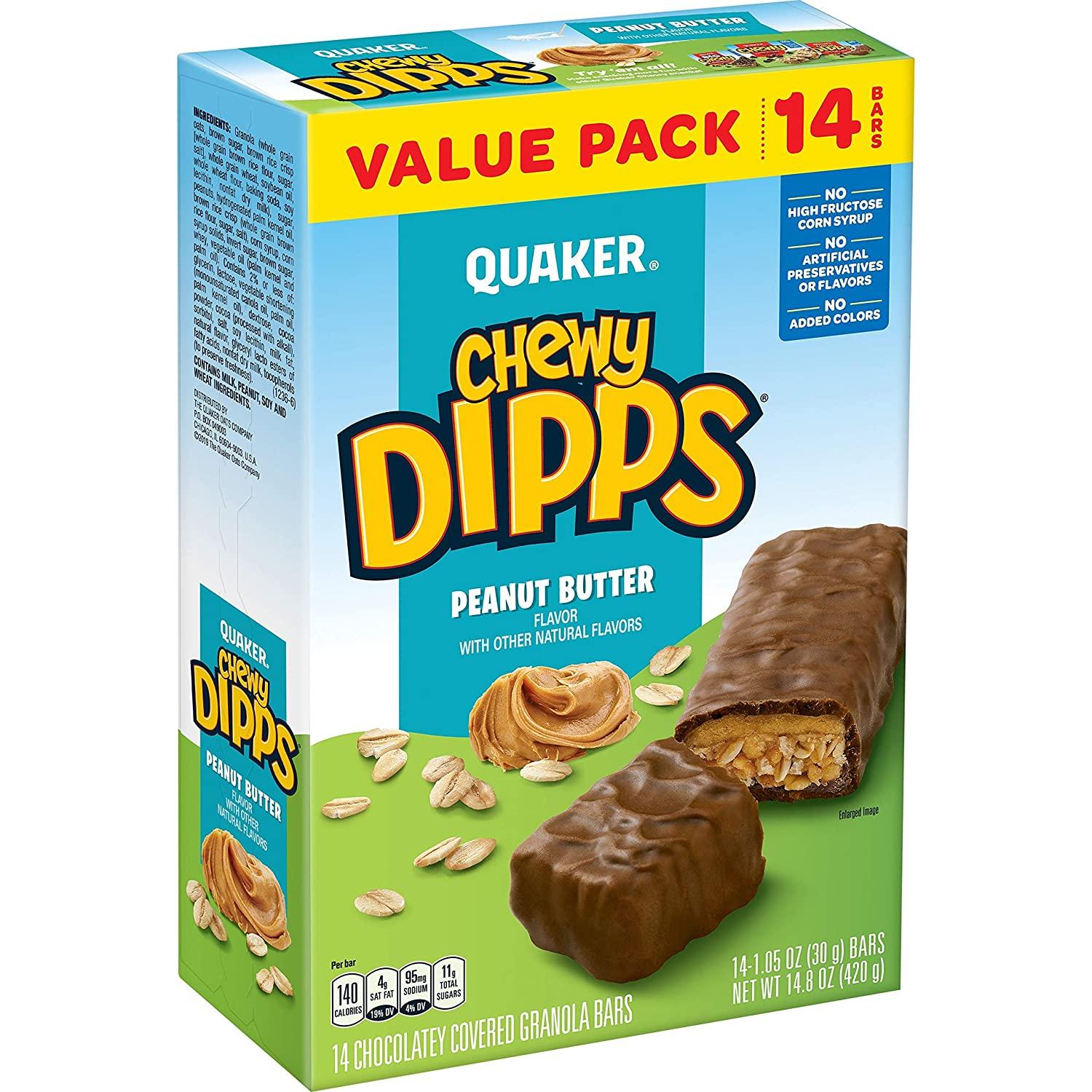 14 Quaker Chewy Dipps Chocolatey Covered Granola Bars for $2.80 Shipped
