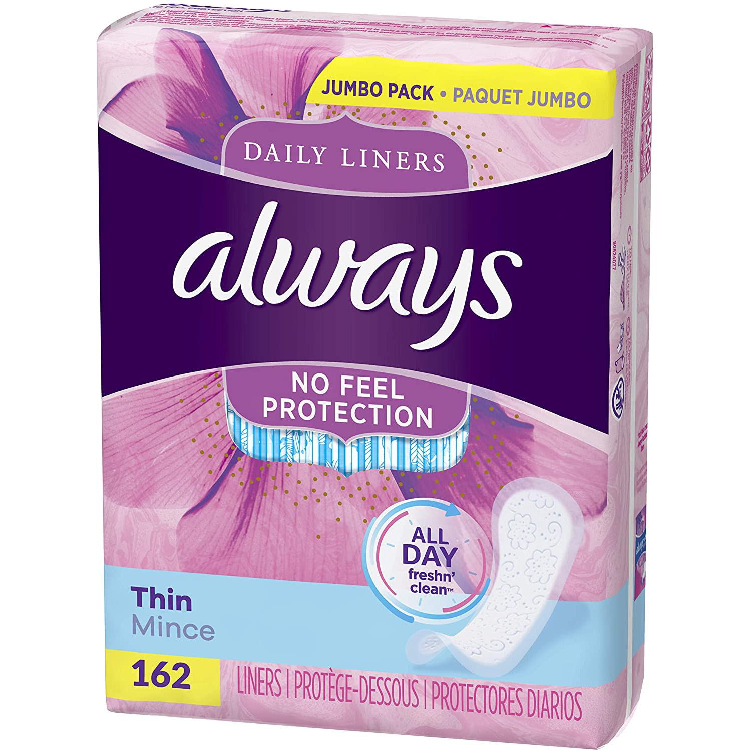 162 Always Thin Daily Liners for $5.09