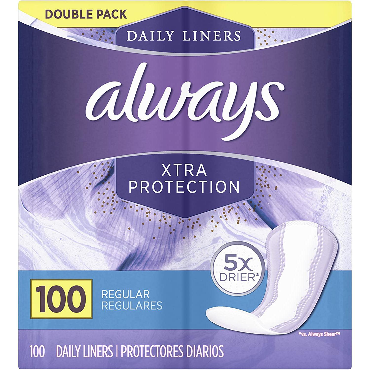 300 Always Xtra Protection Daily Liners for $9.94