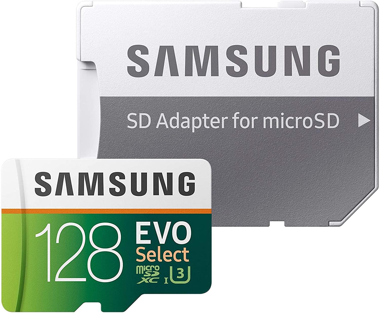 128GB Samsung EVO Select microSDXC UHS-I U3 Memory Card with Adapter for $18.99