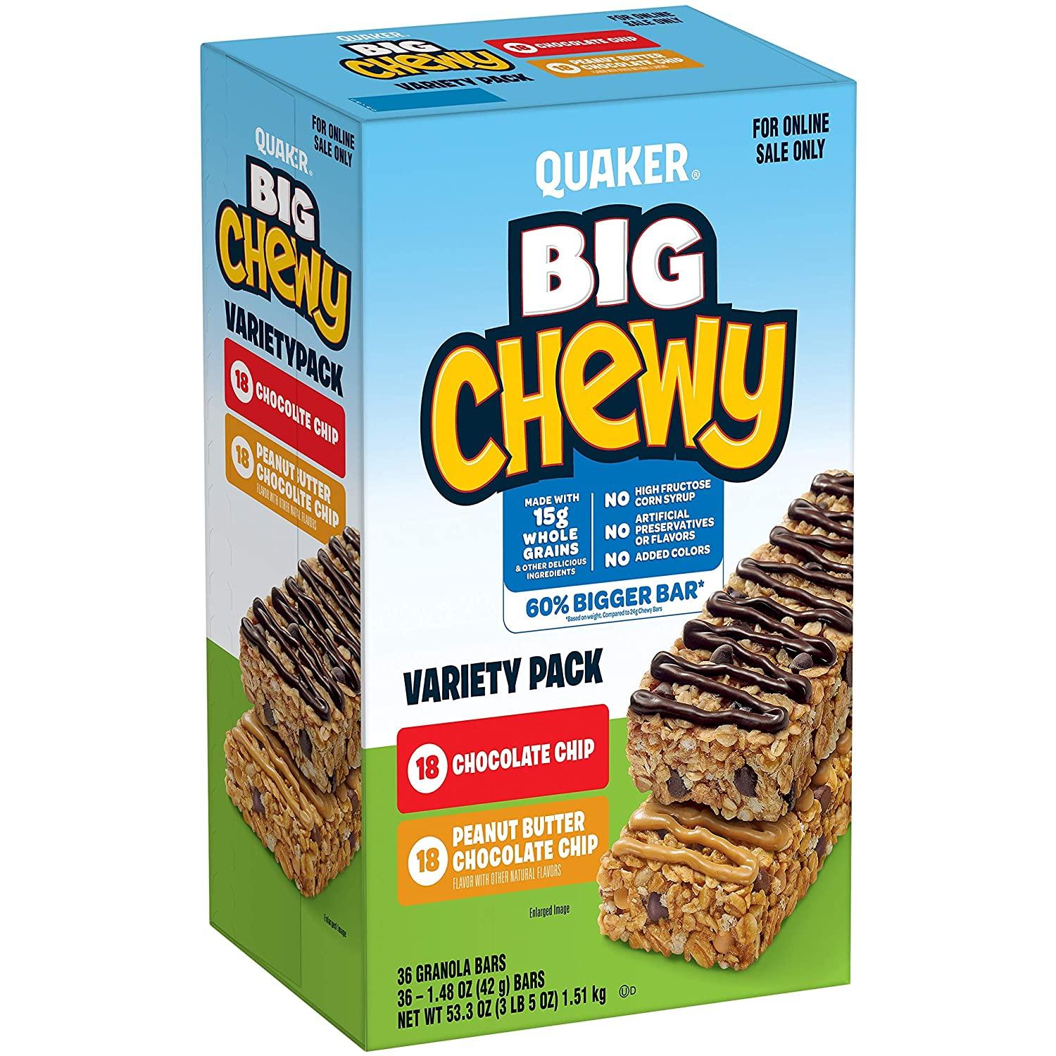 36 Quaker Big Chewy Granola Bars for $7.69 Shipped