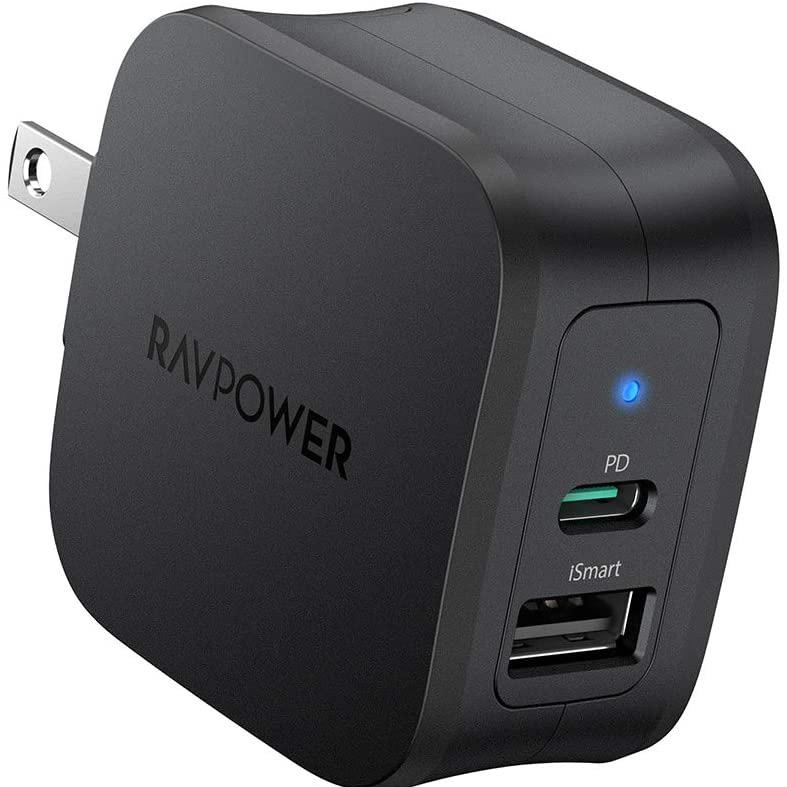 RAVPower 30W 2-Port USB C Fast Charger with 18W Power Delivery for $9.39