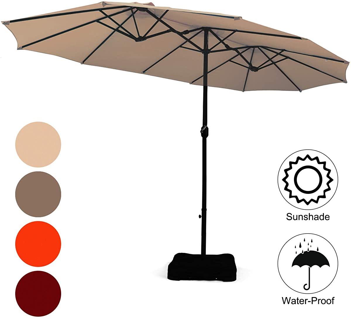 Tangkula 15ft Patio Double Sided Umbrella with Base for $129.99 Shipped
