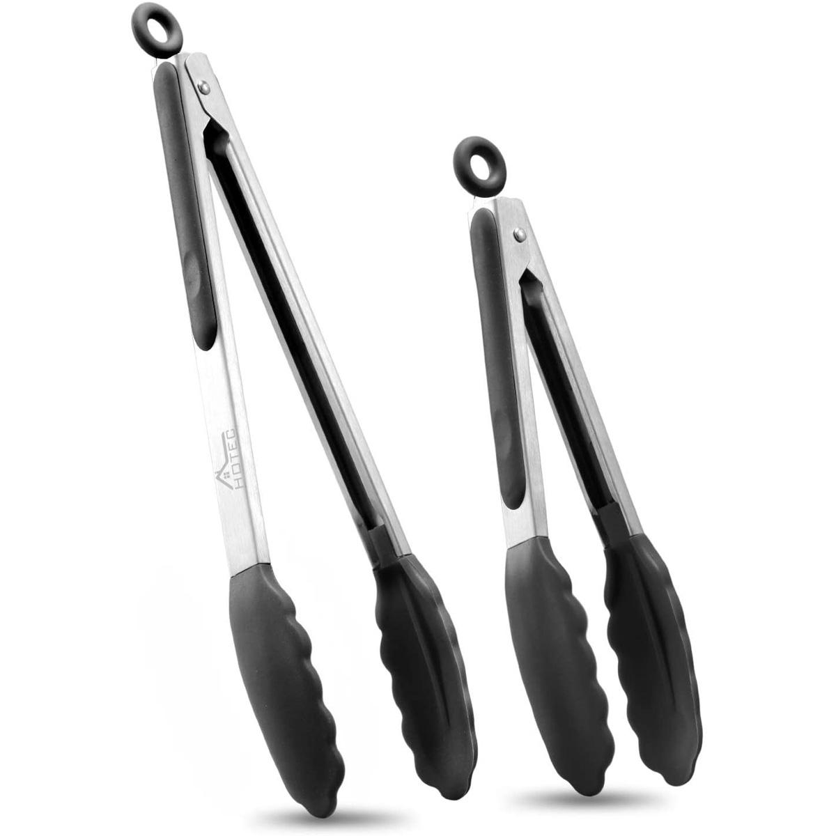 2-Piece Hotec Stainless Steel Locking Kitchen Tongs for $7.64