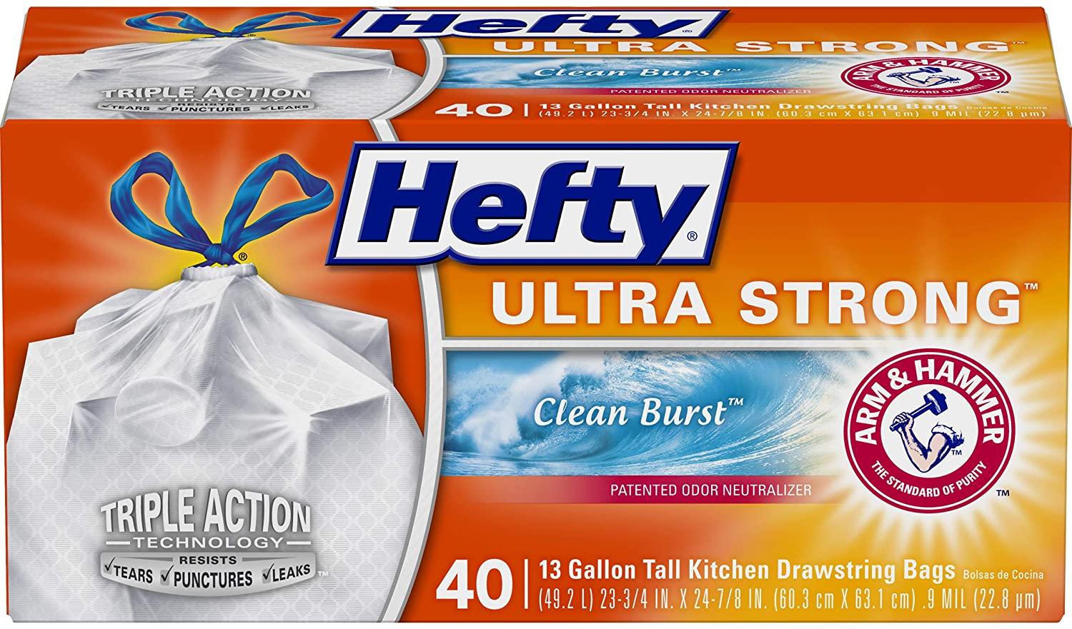 40 Hefty Ultra Strong 13-Gallon Trash Bags for $4.99 Shipped