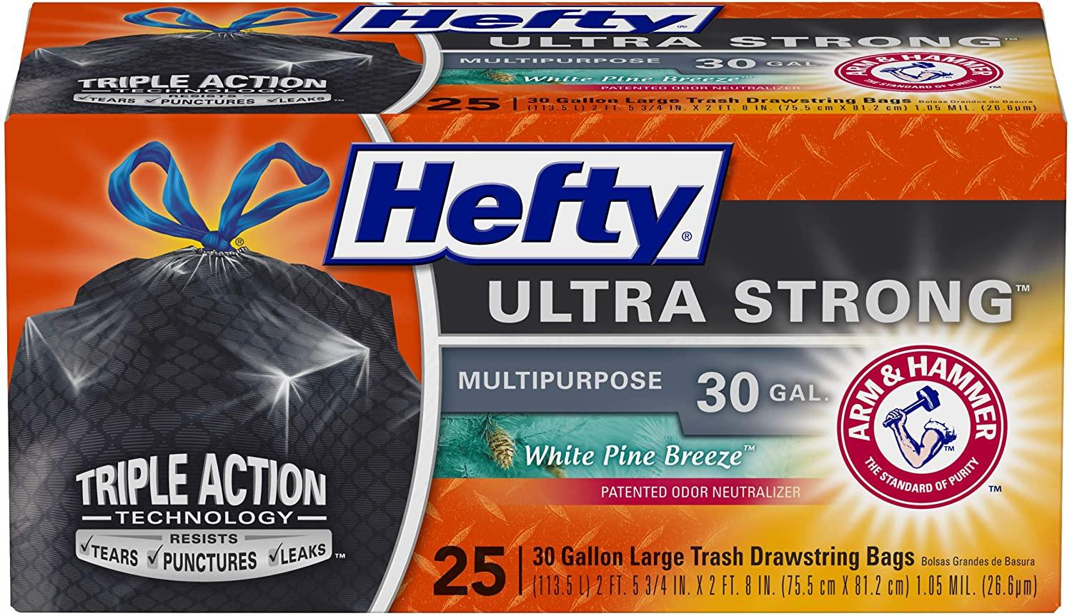 25 Hefty Ultra Strong 30-Gallon Trash Bags for $6.64 Shipped