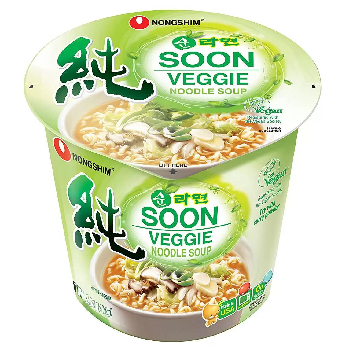 6 Nongshim Soon Cup Veggie Noodle Soup for $5.88