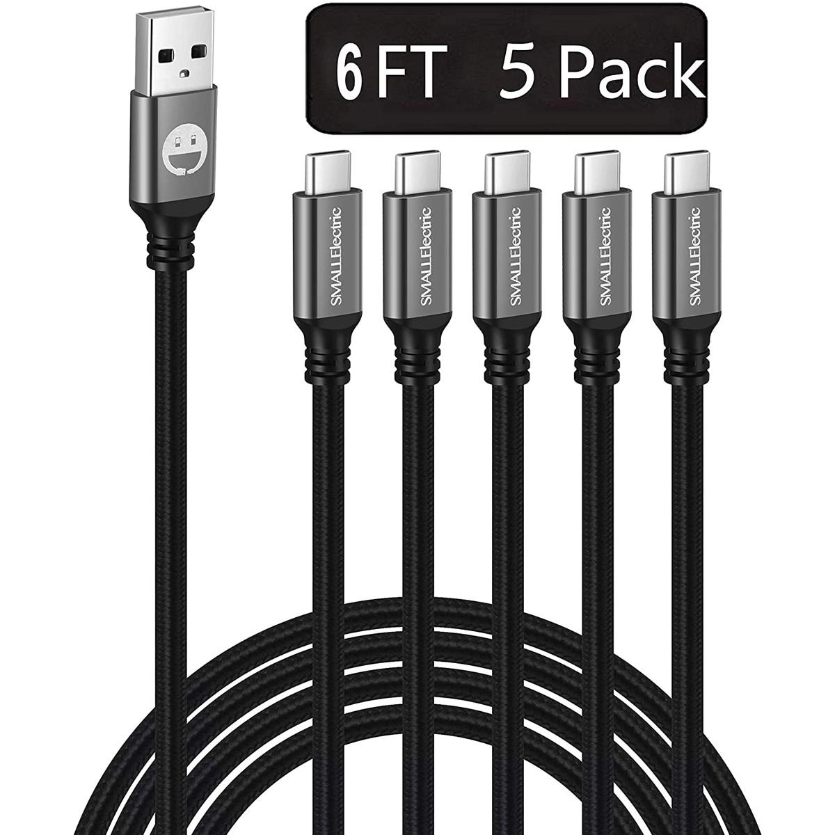 5 SmallElectric USB Type-C to A Braided Charging Cable for $6.59
