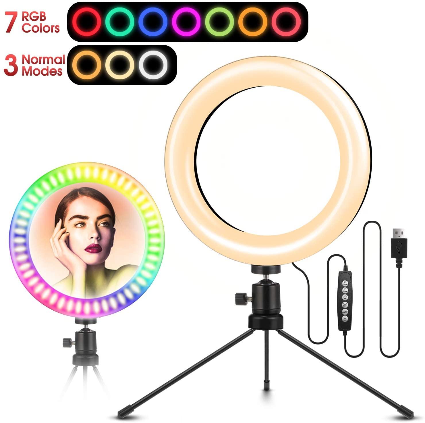 8in Elegiant Selfie Ring Light with Tripod Stand for $10.56