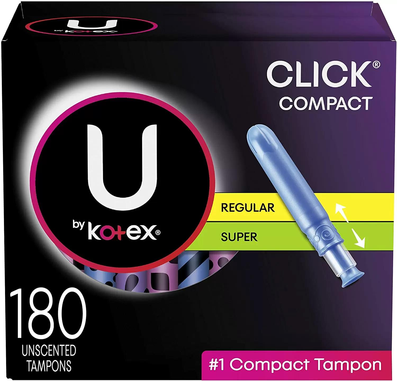 180 U by Kotex Click Compact Tampons for $23 Shipped