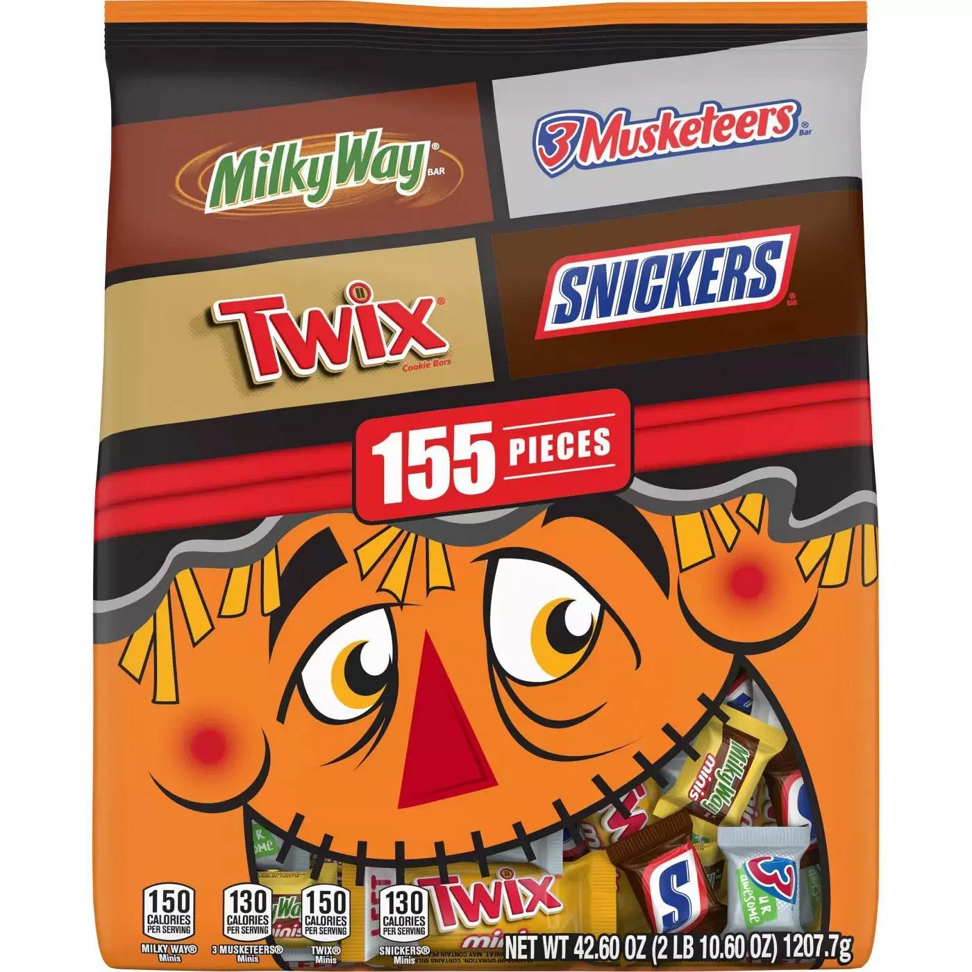 155 Snickers Milky Way Musketeers Twix Halloween Variety Pack for $6.99