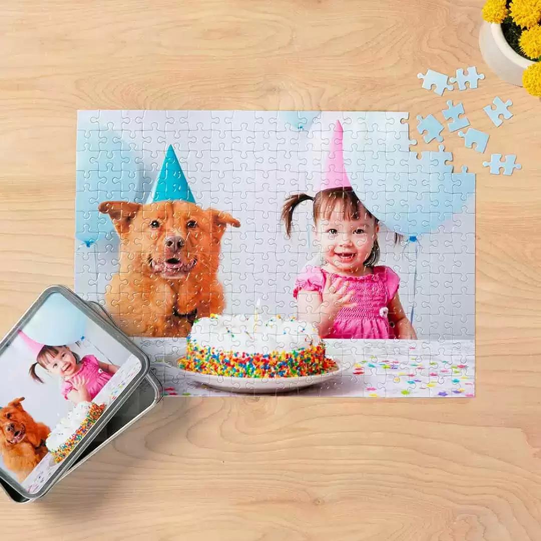 10x14 Custom Photo Puzzle with Storage Tin for $10.50