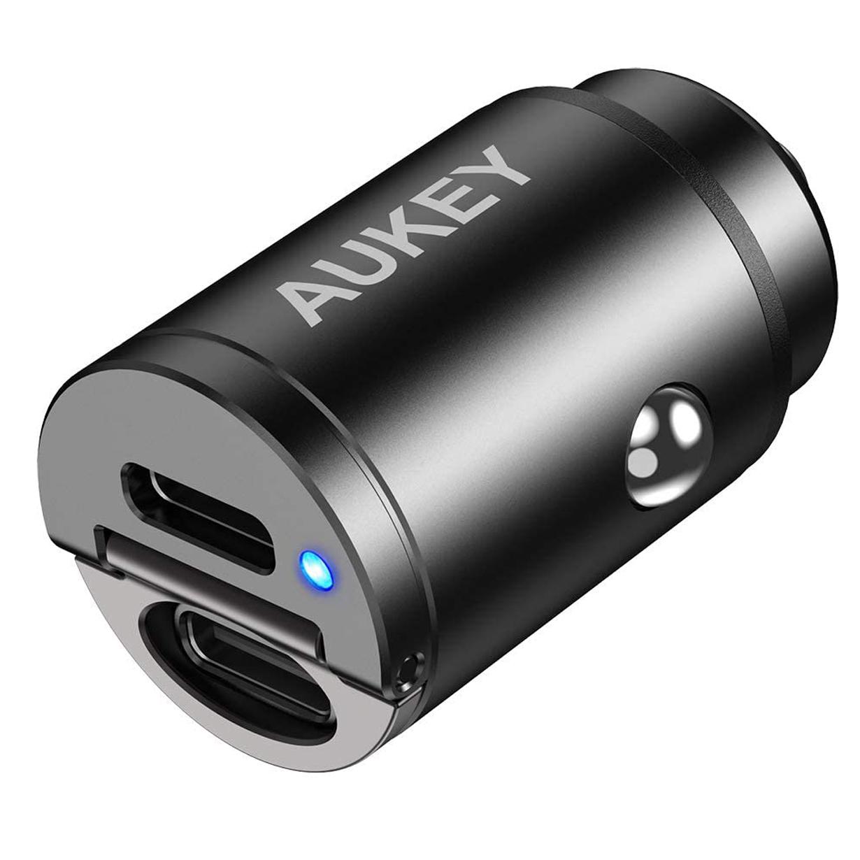 Aukey 30W PD Dual Port USB-C Car Charger for $12.74