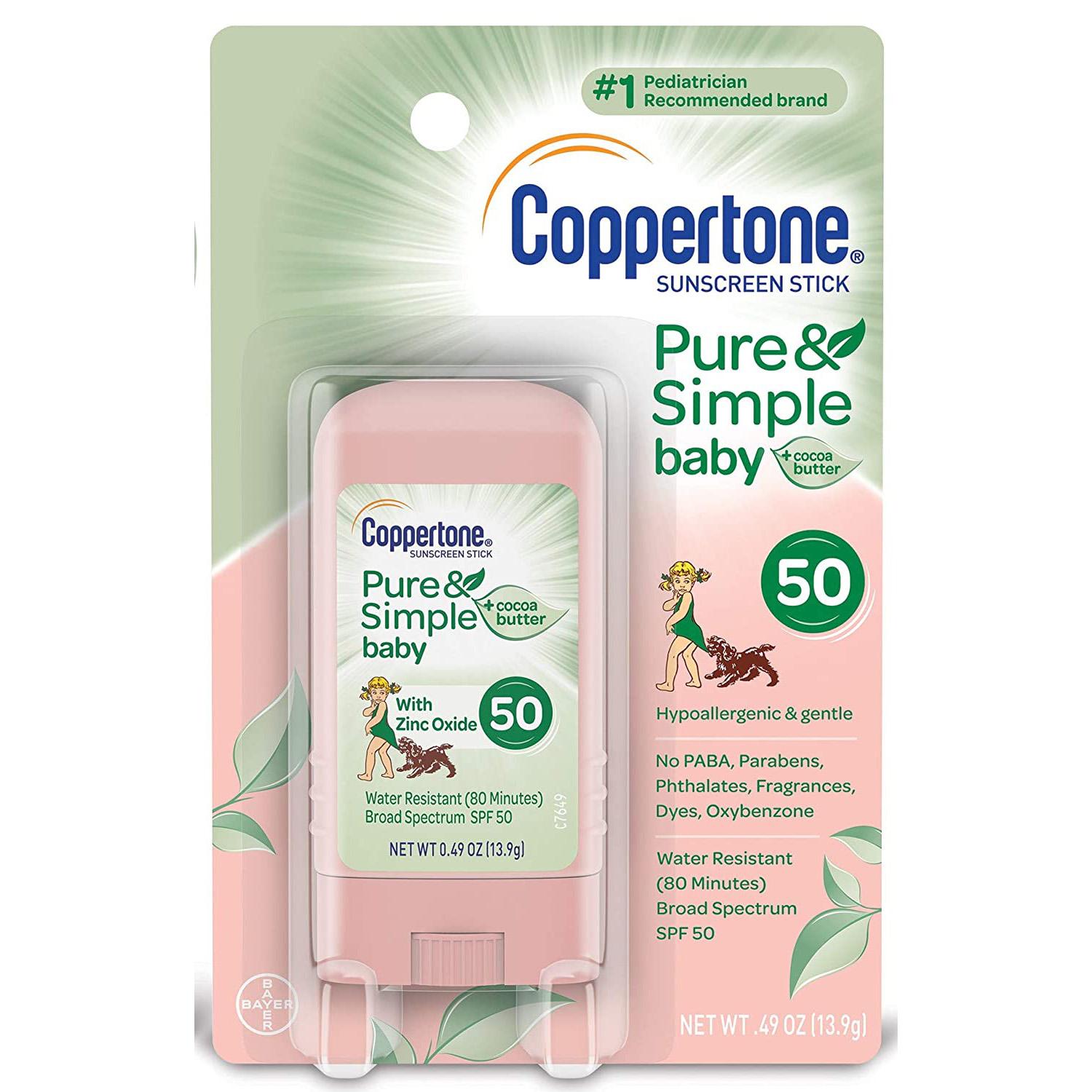 Coppertone Pure and Simple Baby SPF 50 Sunscreen Stick for $3.08 Shipped
