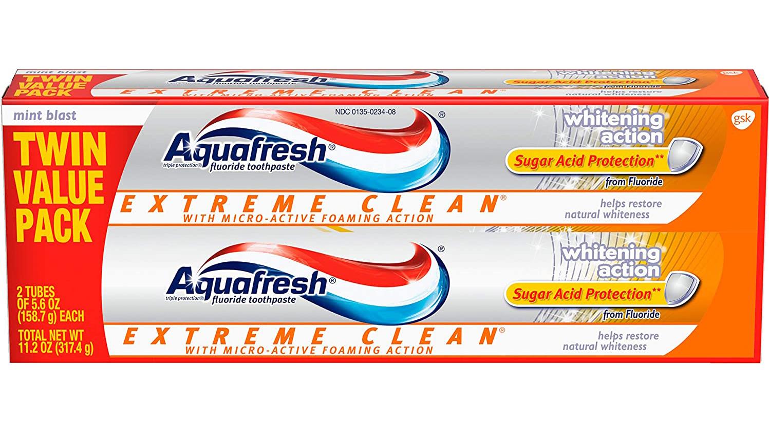 2 Aquafresh Extreme Clean Whitening Action Fluoride Toothpaste for $3.28 Shipped